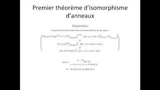 Structures algébriques partie 57  Premier théorème disomorphisme danneaux [upl. by Noryv219]