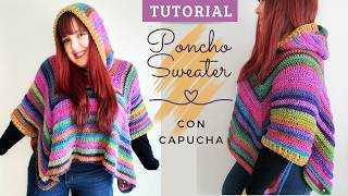 Cómo Tejer PONCHO y convertirlo en SWEATER TUTORIAL FÁCIL Y RAPIDO te encantará Ideal Principiante [upl. by Cost250]