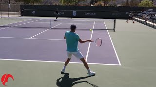 Secret Thiem Training Before Federer Final Indian Wells 2019  Court Level View [upl. by Gerianne]