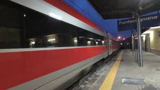 Frecciarossa 1000 ETR400 MilanoTaranto in transito nella stazione di Pontecagnano Salerno [upl. by Shelli]