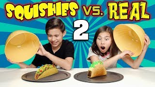 SQUISHY FOOD VS REAL FOOD CHALLENGE 2 More JUMBO SQUISHIES [upl. by Iddet554]