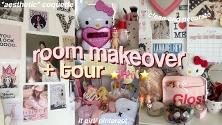 🐆🎀 AESTHETIC ROOM MAKEOVER cleaning  TOUR 2024  trendy tiktokpinterest inspired coquette [upl. by Jerald]