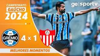 GRÊMIO 4 X 1 GUARANY DE BAGÉ  MELHORES MOMENTOS  CAMPEONATO GAÚCHO 2024  geglobo [upl. by Niran]