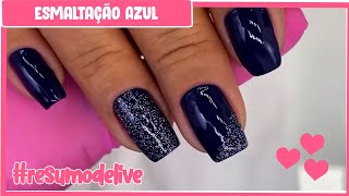 Esmaltação Azul com Glitter  Resumo de Live [upl. by Gnanmos844]