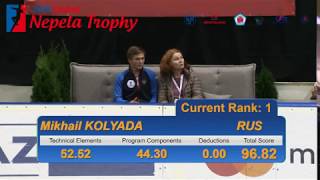 Mikhail Kolyada SP  Ondrej Nepela Trophy 2018 [upl. by Lletnahs]