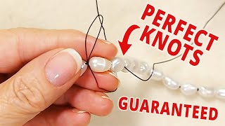 FOOLPROOF PEARL KNOTTING  Perfect knots with no tools  Beginners DIY Jewelry Tutorial [upl. by Stover]