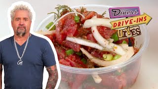 Guy Fieri Could Eat This LEGIT Poke By the BUCKETFUL  Diners DriveIns and Dives  Food Network [upl. by Lauber622]