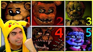 Como Pasar TODOS los FNAF en 1 VIDEO con JUMPSCARES 🥇 y SECRETOS [upl. by Zapot]