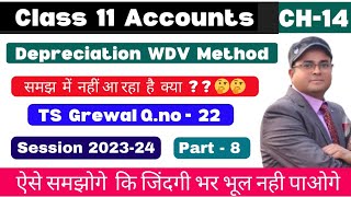 Depreciation class 11 written down value method l T S Grewal Qno 22 l Part  8 👆😊 [upl. by Netsrijk744]