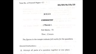 MBOSE CLASS 12  CHEMISTRY 2023 QUESTION PAPER [upl. by Ahsenik591]