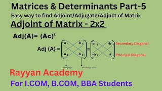 Find Adjoint of Matrix AdjugateAdjunct 2x2 order  Easy way to find the AdjA [upl. by Nomzzaj]