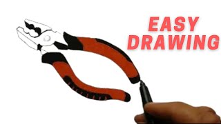 How To Draw Pliers  Realistic Pliers Easy Drawing Tutorial [upl. by Wat]