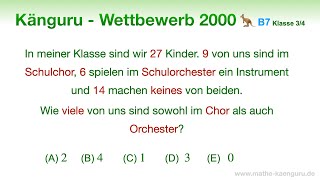 B7 🦘 Känguru 2000 🦘 Klasse 3 und 4  eine etwas andere Lösung  VENN Diagramm [upl. by Assirram1]