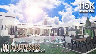 No Gamepasses Large Modern Mansion  Indoor Pool  115k  Roblox  Bloxburg speedbuild  mxsqru [upl. by Atte596]