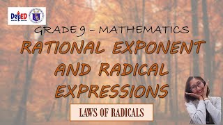 Rational Exponent and Radical Expressions Grade 9  TAGALOG [upl. by Orecul298]