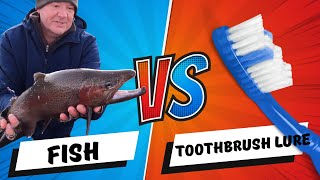 FISHING Challenge 1Make TOOTHBRUSH LURE 2Test It 3CATCH FISH [upl. by Atnoid]