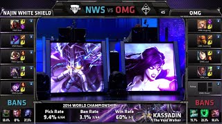 NaJin White Shield vs OMG  Game 1 Quarter Finals S4 Worlds LOL 2014 Playoffs  NWS vs OMG QF G1 [upl. by Castora]