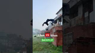 1Foot VS 15Foots BACKFLIP😨 parkour backflip flip [upl. by Narut]