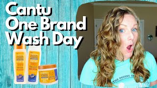 ONE BRAND WASH DAY with FLAXSEED Cantu 2A 2B 2C Hair [upl. by Kandace725]