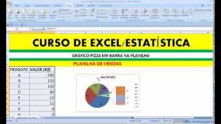 Como criar fazer elaborar Gráfico Pizza mostrando Barras na Planilha Aula do Curso de Excel [upl. by Kyte]