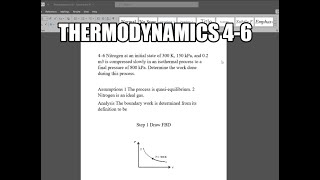 Thermodynamics 46 Nitrogen at an initial state of 300 K 150 kPa and 02 m3 is compressed slowly [upl. by Smukler]