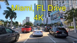 4K  Miami Beach Florida to Key Biscayne Florida [upl. by Primavera]