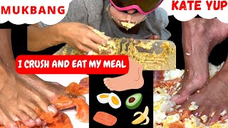 HUGE MUKBANG  SALMON RAW EGGS AVOCADOS BANANA ETC… 🦶 [upl. by Notelrac528]