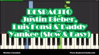 Despacito  Justin Bieber Luis Fonsi amp Daddy Yankee  Piano Tutorial  Slow amp Easy [upl. by Fishman101]