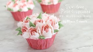 Rose Cupcake ft Russian Piping Tip  Renee Conner [upl. by Ivatts]