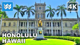 4K Downtown Honolulu in Oahu Hawaii USA  Walking Tour amp Travel Guide 🎧 Binaural City Sound [upl. by Nazay]