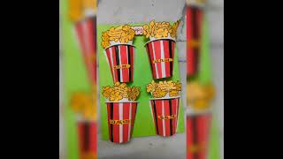 how to make paper popcorn  school holiday work art model diy easycraft viralvideo [upl. by Andras]