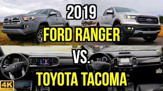 MIDSIZE TRUCK BATTLE  2019 Ford Ranger Lariat vs 2019 Toyota Tacoma Limited Comparison [upl. by Neelat431]