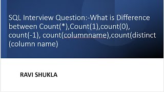 SQL Count function Difference between CountCount1count0count1countdistinct count [upl. by Farant71]
