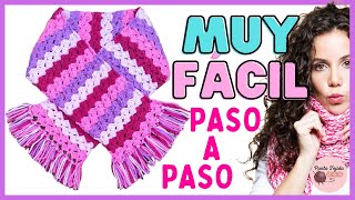 La más linda bufanda tejida a crochet para niña paso a paso fácil y rápido🥰😉🧶 bufanda a crochet [upl. by Ilenay]