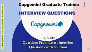 Capgemini Graduate Trainee Interview Questions  Capgemini Interview Questions with Solutions [upl. by Assej16]