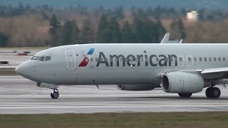 American Airlines 737800 N845NN Takeoff Portland Airport PDX [upl. by Northrup]