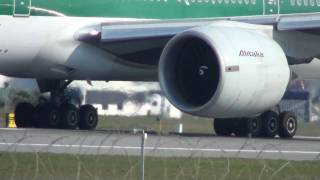 B777200ER Alitalia decollo takeoff to New York JFK intl from Rome Fiumicino FCO LIRF [upl. by Pauli423]