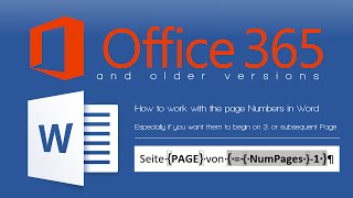 Office 365 Word  Seitenzahlen erst ab 3 Seite  Pagenumbers beginning on 3 page [upl. by Pierce856]