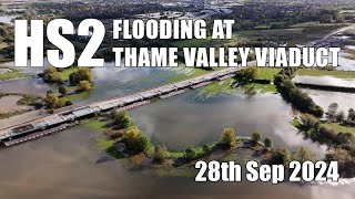 HS2  Thame Valley Viaduct during recent floods  28th Sep 2024 [upl. by Walker646]