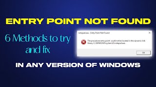 Fix Entry Point Not Found Dynamic Link Library Error In Windows 11 10 8 7  6 Methods  2024 [upl. by Anehta]