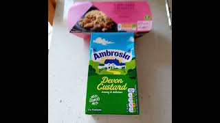 Two rhubarb crumble and ambrosia devon custard 🍮 from my sainsburys in Wallington via London way [upl. by Dexter]