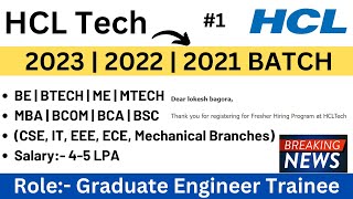 HCL OffCampus Direct Hiring  2023  20222021 BATCH  Graduate Engineer Trainee  PART1 New Jobs [upl. by Lull]