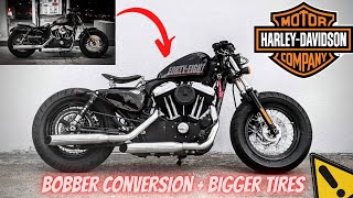 🏍️ Harley Davidson Forty Eight Sportster Build Under 9mins  Bobber Conversion [upl. by Gal]