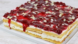 Waffeltorte mit Kirschgrütze ohne Backen I Nur 10 MInuten Zubereitung und 7 Zutaten [upl. by Nnaylime]