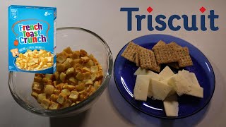 FRENCH TOAST CRUNCH amp TRISCUIT CRACKED PEPPER amp OLIVE OIL WITH CHEESE ASMR MUKBANG [upl. by Ohcirej]