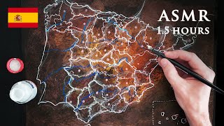 ASMR Drawing Map of Spain  Dip Pen  15 Hours [upl. by Zephan]