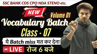 Vocab Batch Class 07 with Vocab Test  2024 में मेहनत Double🔥Jaideep sir [upl. by Vladi]