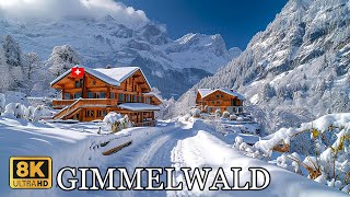 Gimmelwald 🇨🇭❄️A Snowy Winter FairyTale Alpine Village in Switzerland 8K❄️ [upl. by Tolmann]