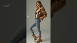 2024 Winter fashions  cropped leather aviator jacket styles outfits [upl. by Langelo]