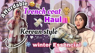 Korean style trench coat 🧥 haul😍 best affordable trench coat for winter must have 🤩 [upl. by Lleryd272]